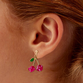 Cherry Dice 1&quot; Clip-On Drop Earrings ,