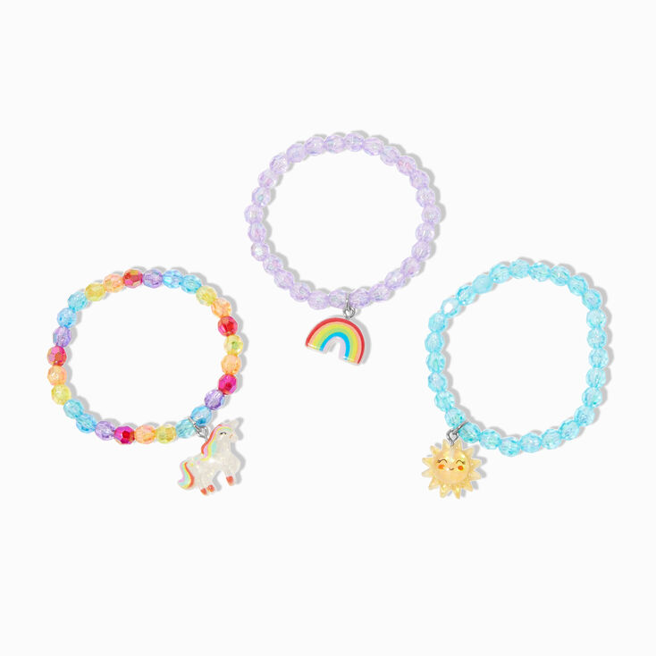 Claire&#39;s Club Charm Clear Beaded Stretch Bracelets - 3 Pack,