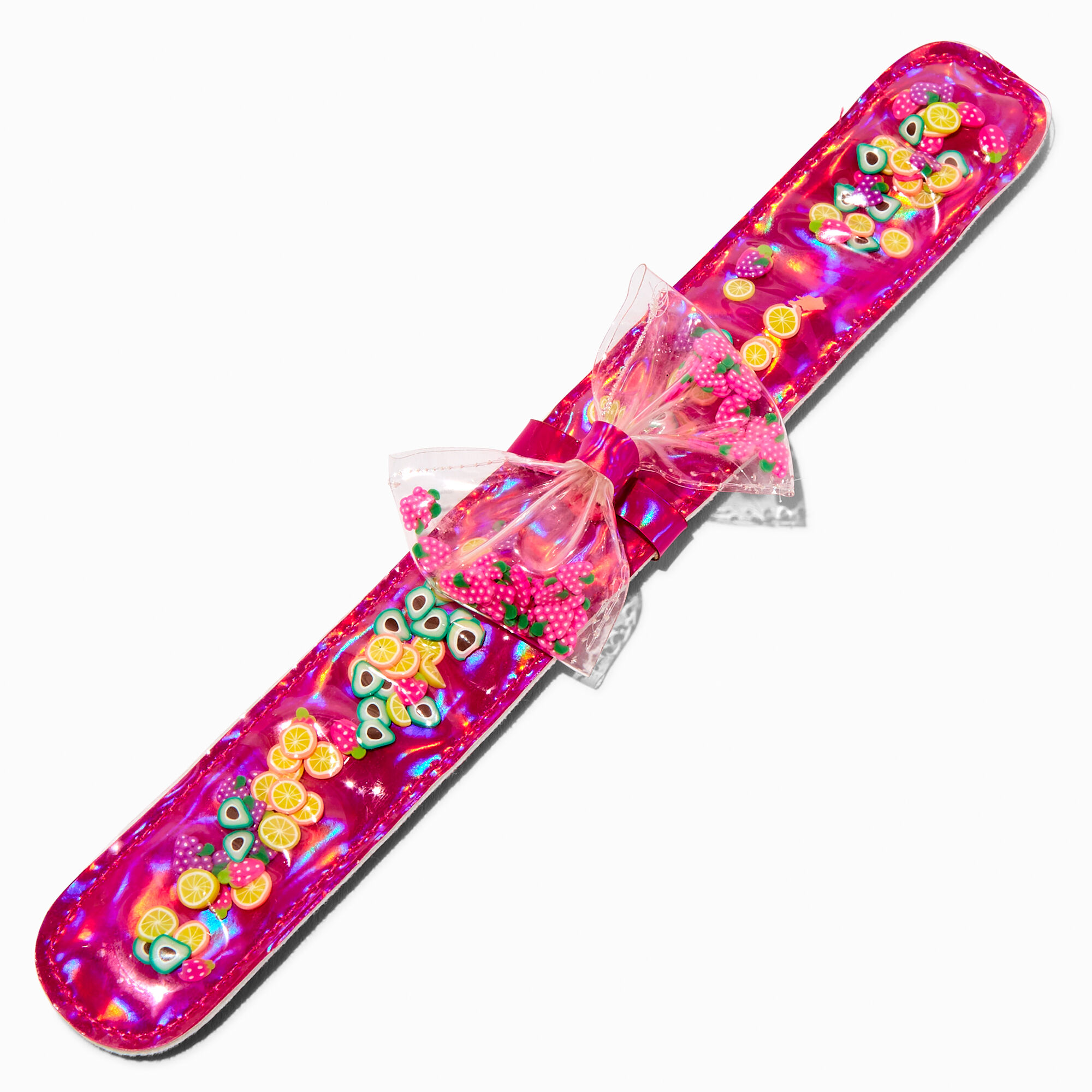 Claire's Club Rainbow Fruit Shaker Slap Bracelet,