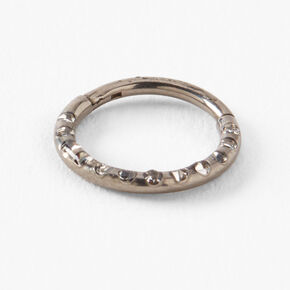 18G Silver-tone Titanium Studded Nose Ring,