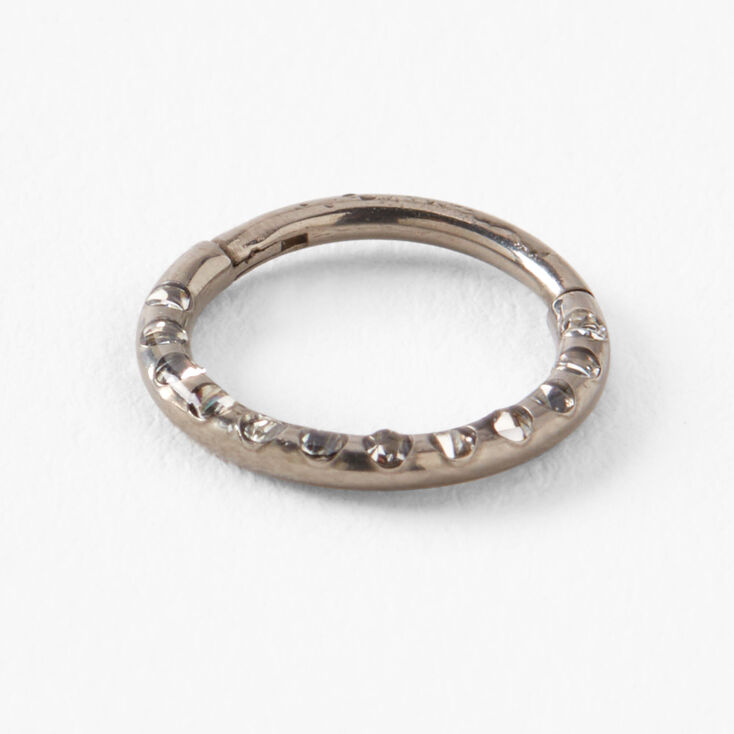 18G Silver-tone Titanium Studded Nose Ring,