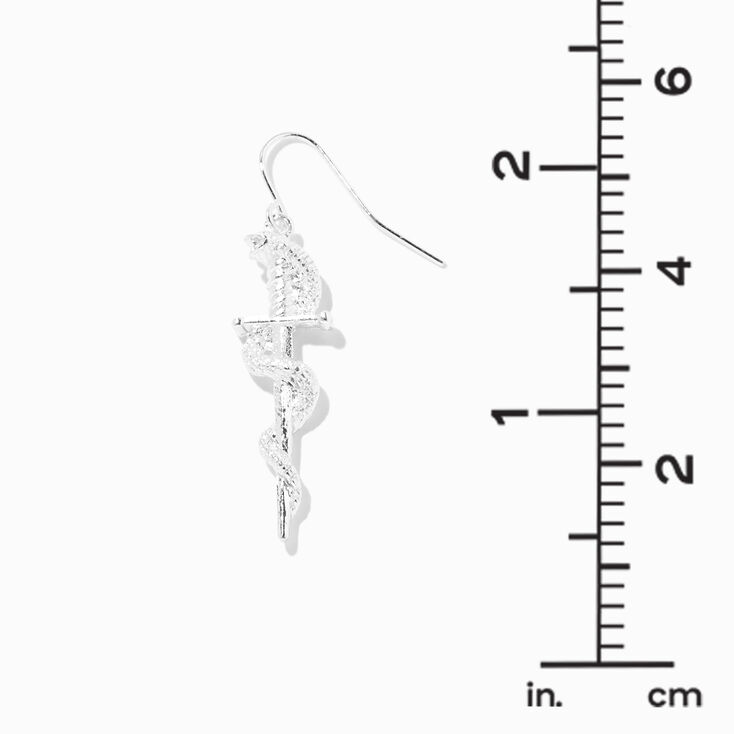 Silver-tone Dagger Snake 1&quot; Drop Earrings,