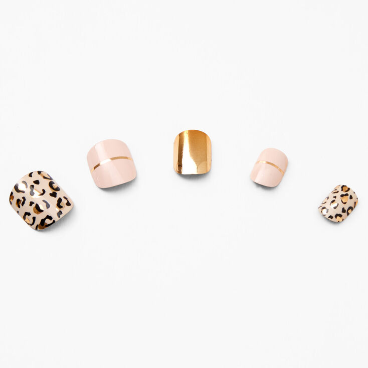 Metallic Leopard Square Press On Vegan Faux Nail Set - 24 Pack,