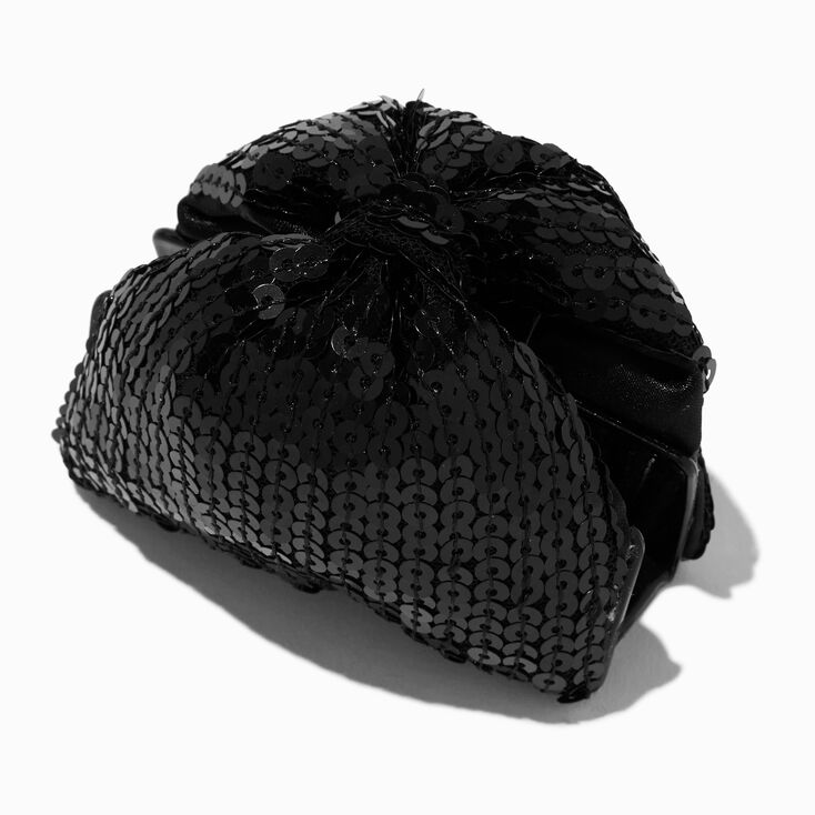 Black Sequin Bow Hair Claw,