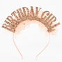 Rose Gold Birthday Girl Glitter Tulle Headband,