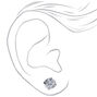 Silver Cubic Zirconia Round Stud Earrings - 6MM,