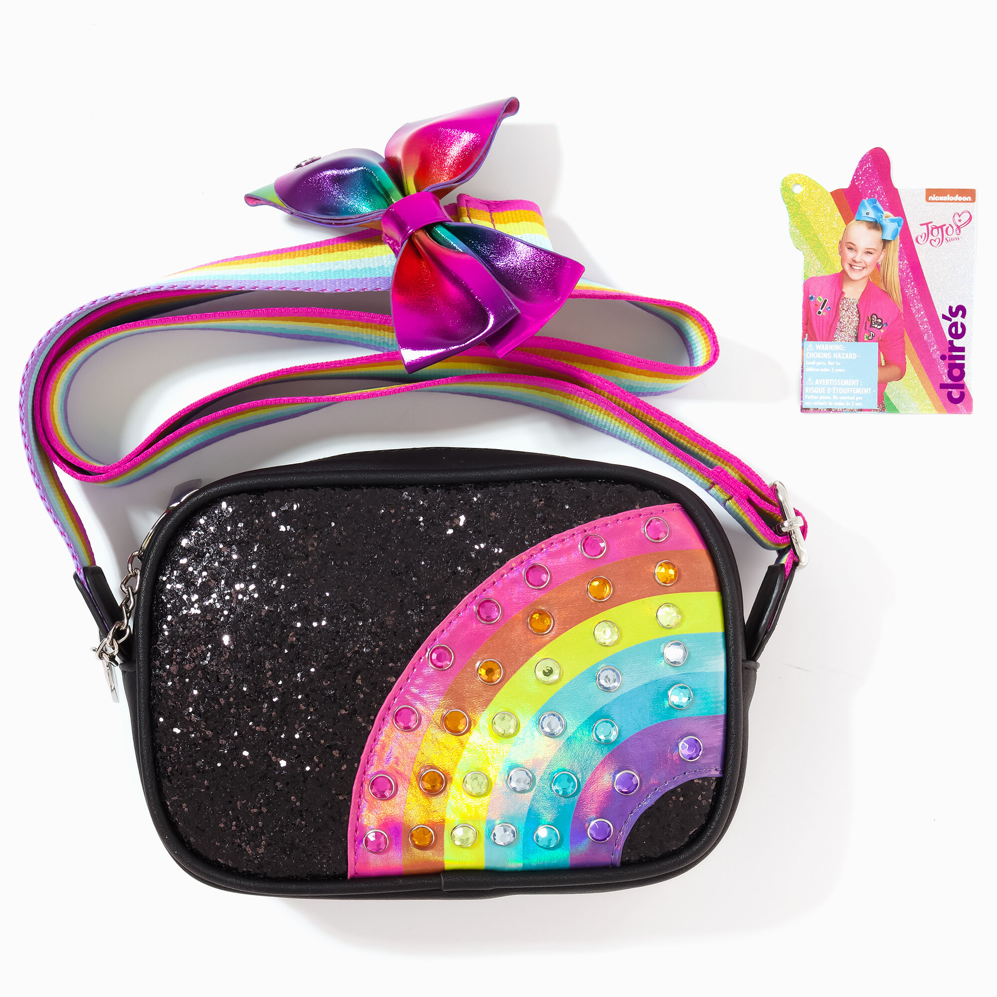 Jojo Siwa Black Glitter Rainbow Crossbody Bag