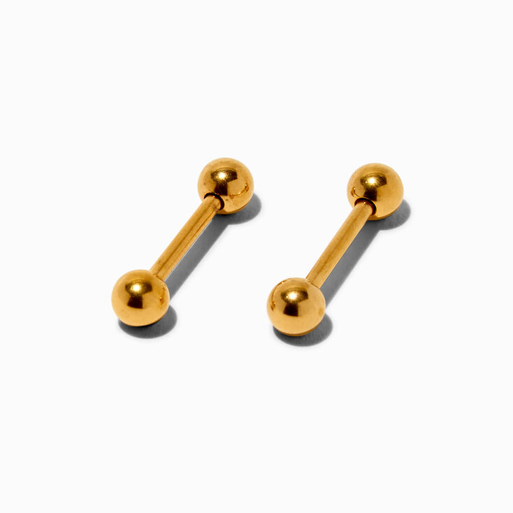 Gold-tone Titanium 14G Nipple Bars - 2 Pack,