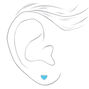 Clou d&#39;oreille unique avec c&oelig;ur bleu p&acirc;le en &eacute;mail couleur argent&eacute;e,