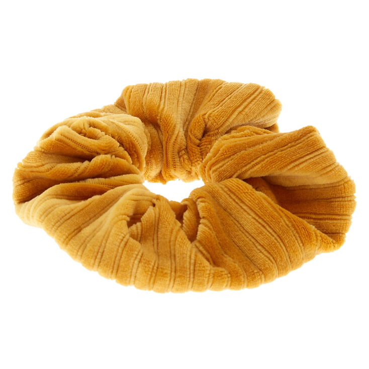 Medium Ribbed Velvet Hair Scrunchie - Mustard,
