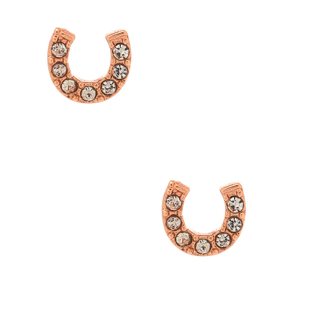 Rose gold horseshoe earrings hot sale
