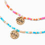 Best Friends Beaded Gold-tone Coin Pendant Necklaces - 2 Pack,