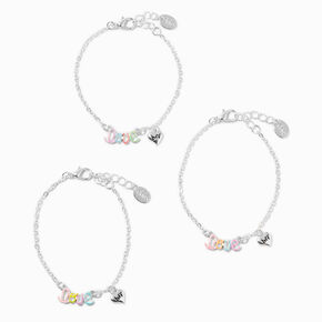 Best Friends Silver-tone Love Script Bracelets - 3 Pack,