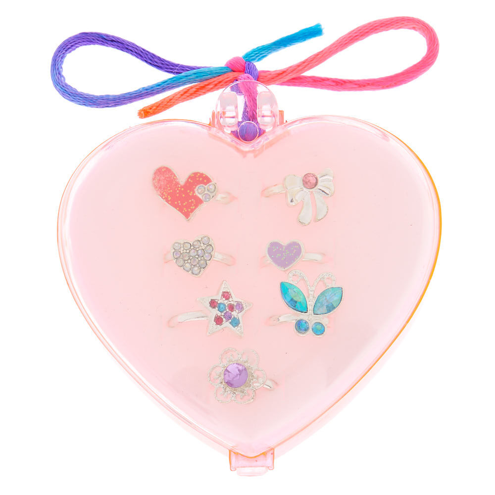 Claire's Club Heart Ring Set - 7 Pack,