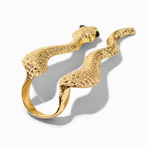 Gold-Tone Slithering Snake Open-Front Ring,