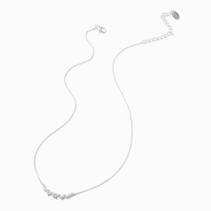 Silver-tone Cubic Zirconia Arch Pendant Necklace,
