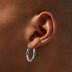 Silver-tone Stainless Steel 3MM Huggie Hoop Earrings,