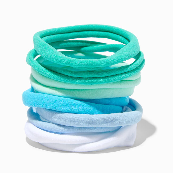 Blue Tonal Rolled Hair Ties - 10 Pack,