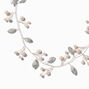 Rose Gold-tone Crystal Leaf &amp; Pearl Headband,