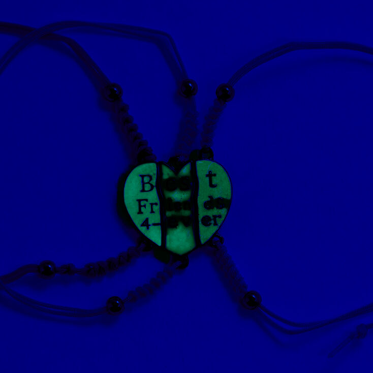 Best Friends Glow in the Dark Pastel Heart Bracelet Set - 3 Pack,