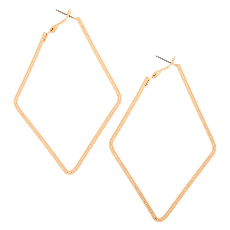 Claire's Créoles texturées en forme de diamant 80 mm couleur doré