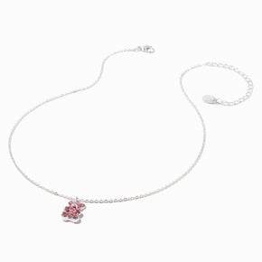 Pink Rhinestone Teddy Bear Pendant Necklace,