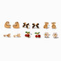 T H E M E x Claire&#39;s Gold-tone Cherry Stud Earrings - 6 Pack,