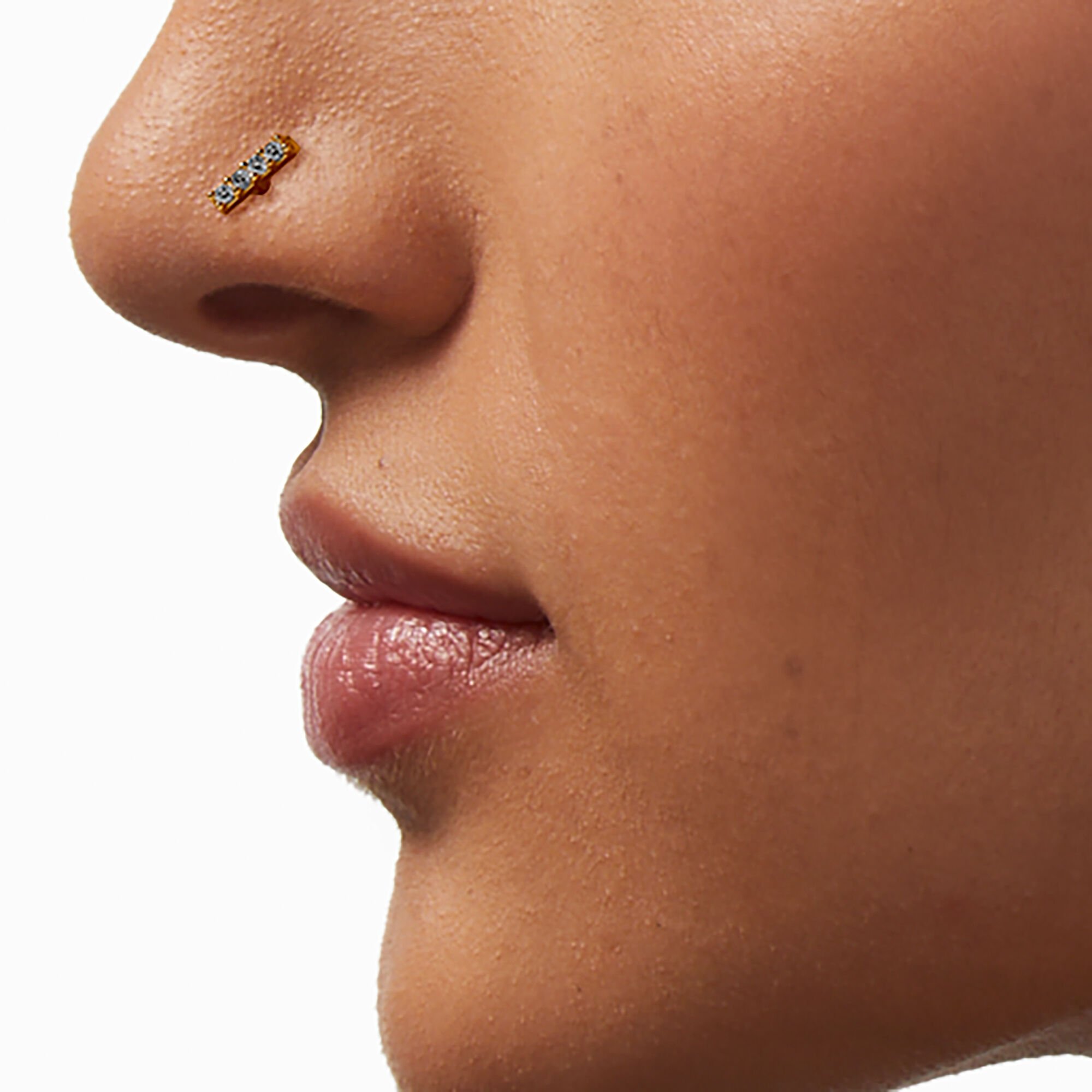 20G Gold-tone Stainless Steel Cubic Zirconia Mixed Nose Studs - 6 Pack,