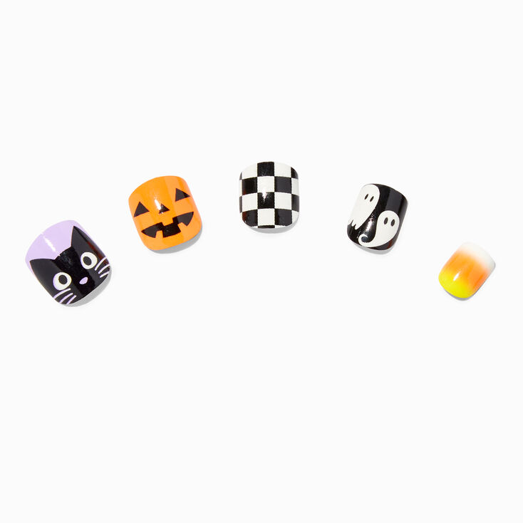 Halloween Glow in the Dark Square Press On Faux Nail Set -  24 Pack,