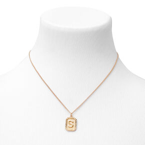 Gold Rectangle Medallion Initial Pendant Necklace - S,