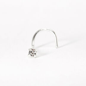 22G Silver-tone Stainless Steel Classic Crystal Nose Stud,