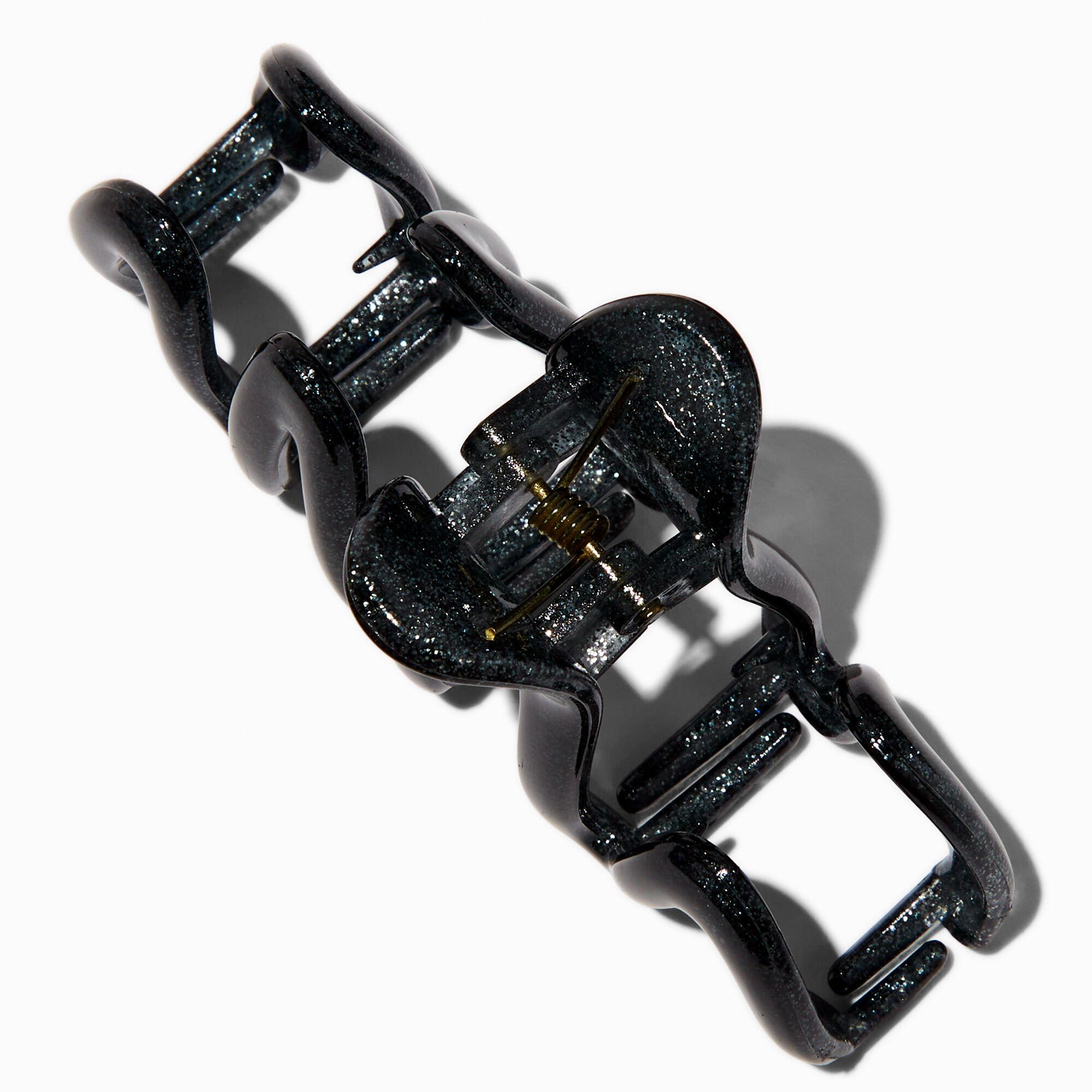 Black Glitter Zig Zag Hair Claw,