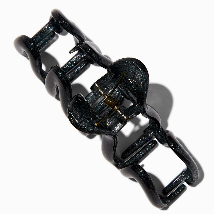 Black Glitter Zig Zag Hair Claw,