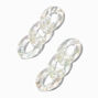 Clear Iridescent Chain Link 2&quot; Drop Earrings  ,