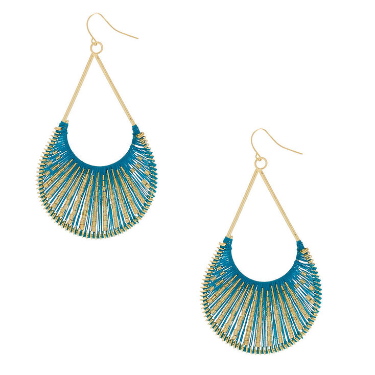 Claire's Pendantes incurvées filetées turquoise 8 cm couleur doré