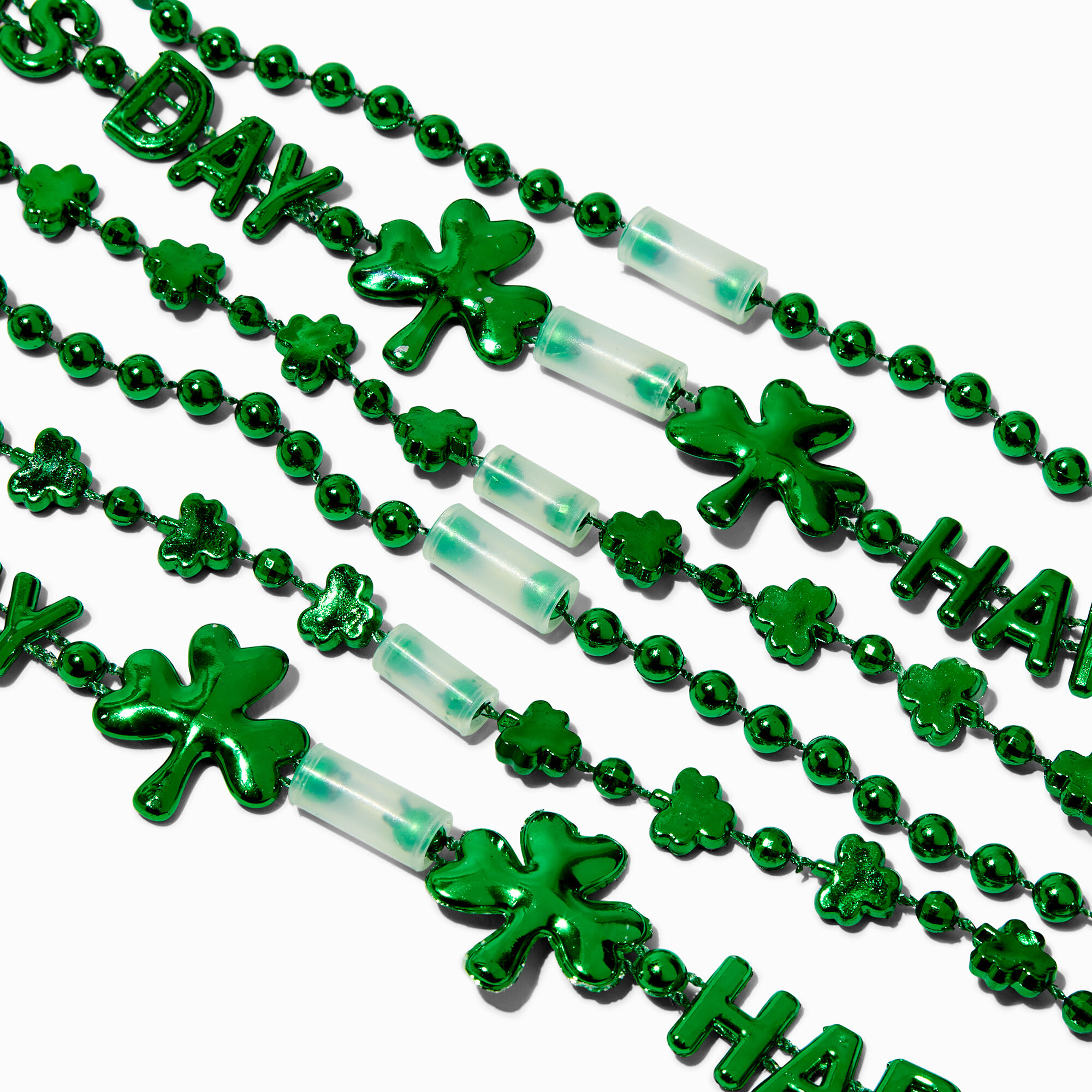St. Patrick's Day Shamrocks Beaded Necklace Set - 6 Pack,