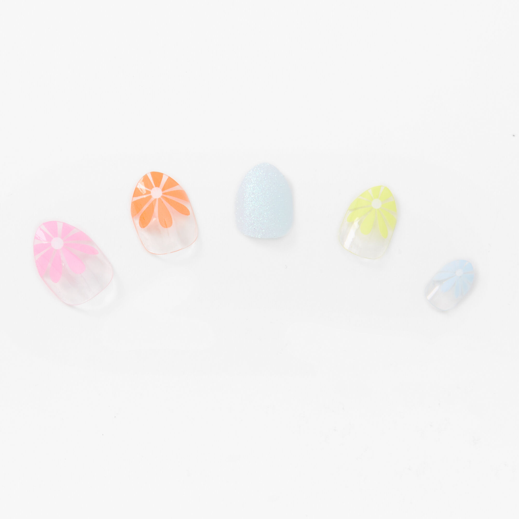 Clear Daisy Stiletto Press On Vegan Faux Nail Set - 24 Pack,