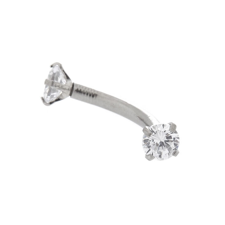Silver 16G Cubic Zirconia Stone Rook Earring,