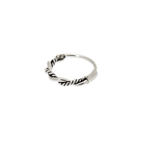 Silver-tone 22G Antique Braided Hoop Nose Ring,