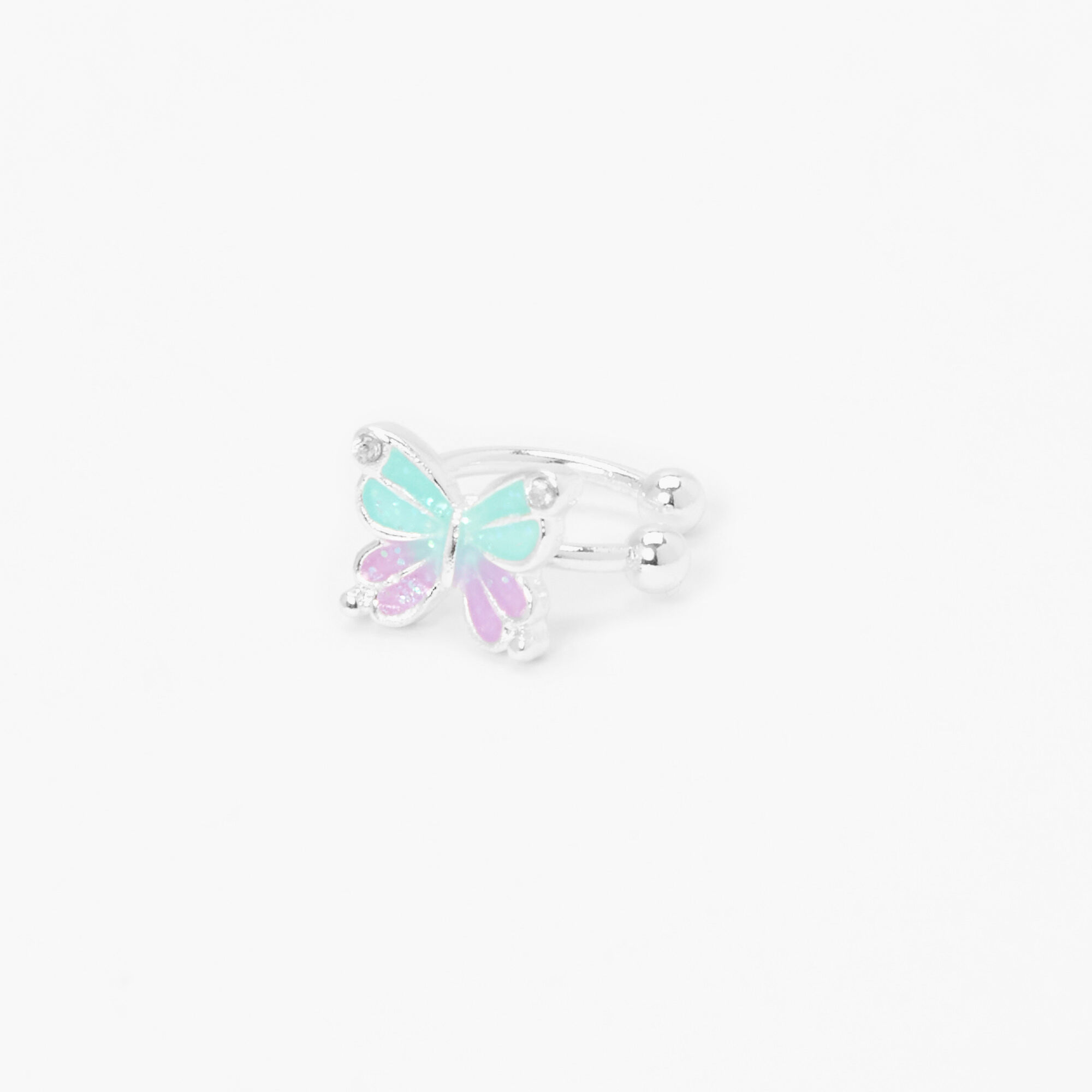 Claire's Manchette d’oreille papillon phosphorescente couleur argentée