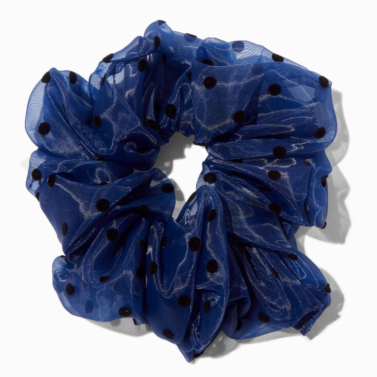 Giant Navy Blue Polka Dot Hair Scrunchie