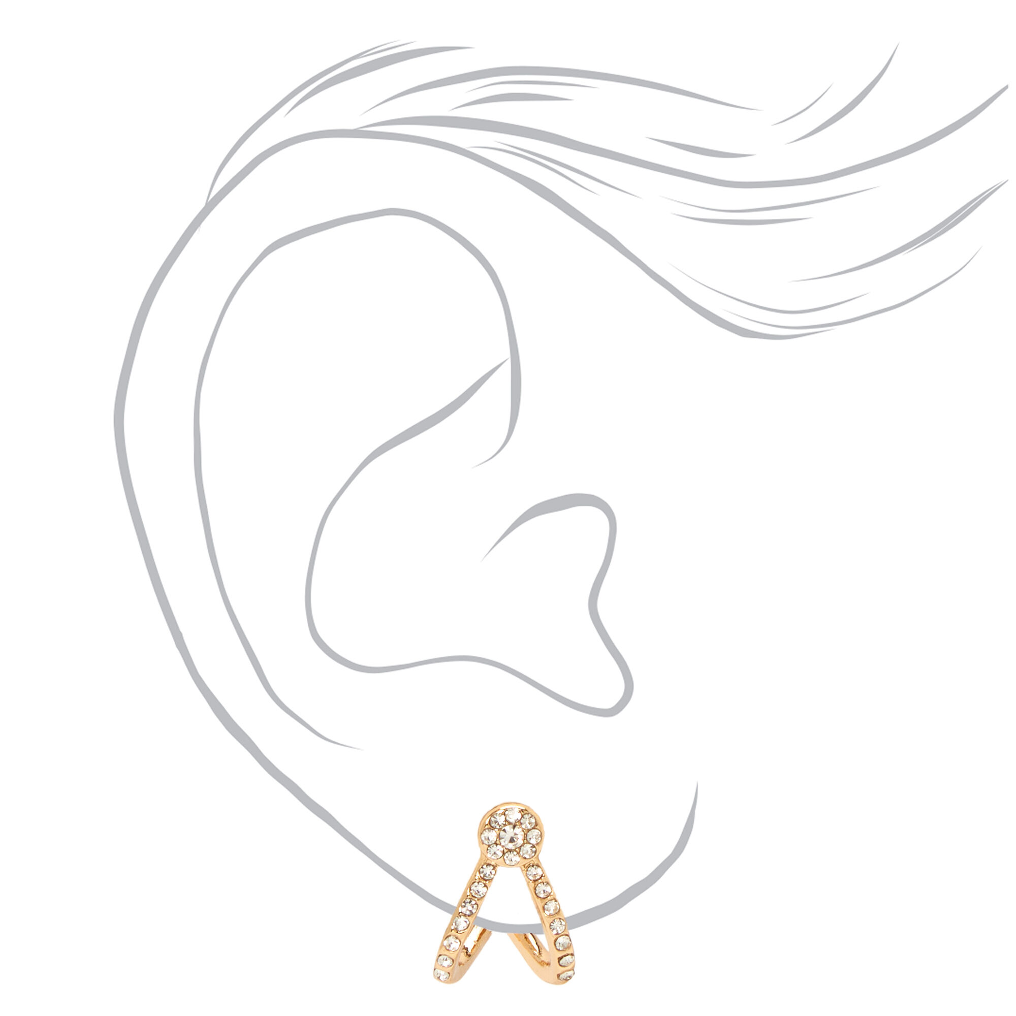 Gold 10MM Embellished Double Hoop Earrings,