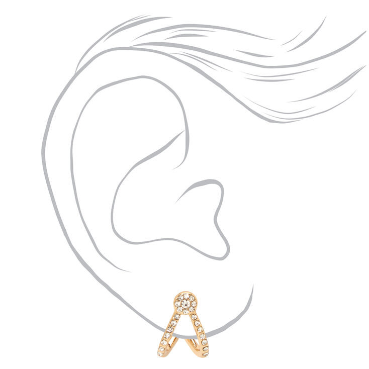Gold 10MM Embellished Double Hoop Earrings,