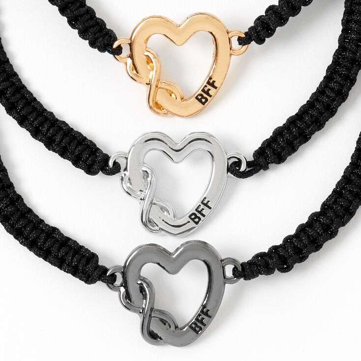 Bracelets d&rsquo;amiti&eacute; r&eacute;glables c&oelig;ur infini en m&eacute;taux mixtes - Lot de 3,