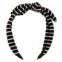 Ribbed Striped Knotted Bow Headband - Black,