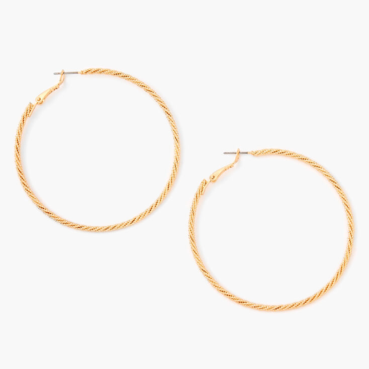 Claire's Créoles torsadées à découpe laser 60 mm couleur dorée