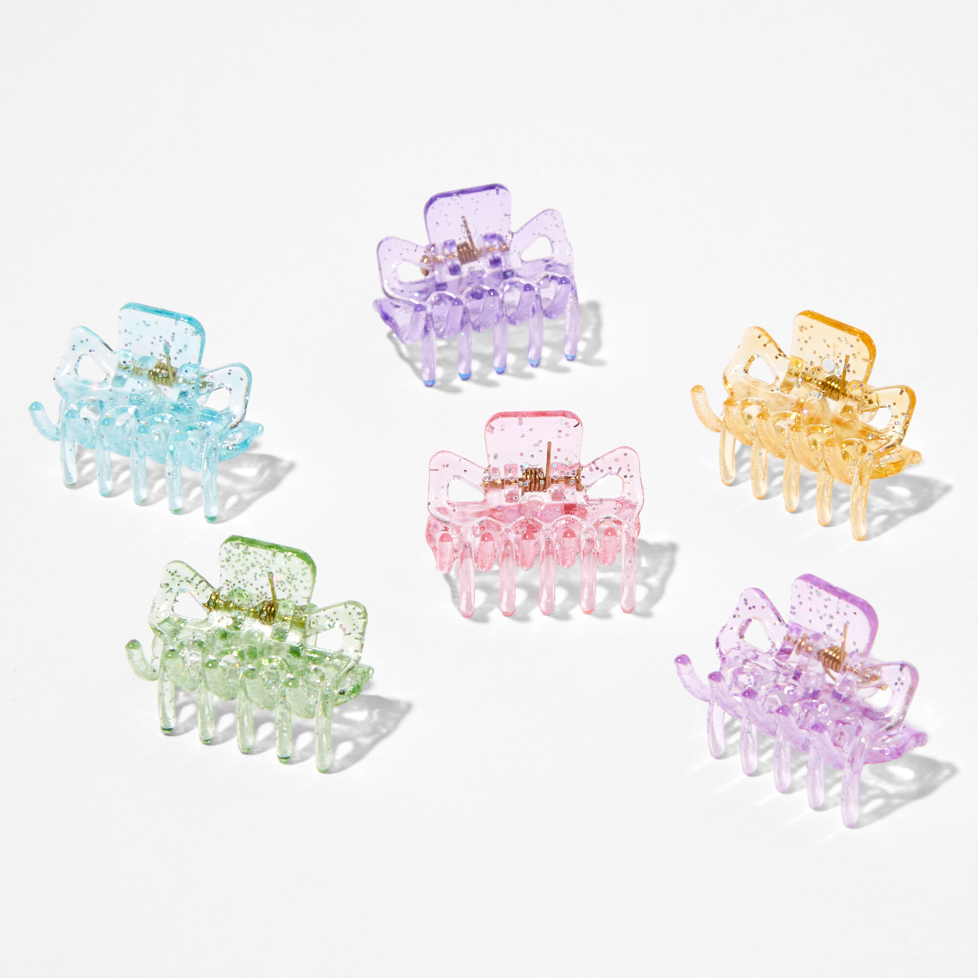 Claire's Petites pinces à cheveux translucides à paillettes (lot de 6)