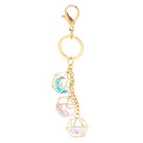 Geometric Crystal Gold-tone Keychain,