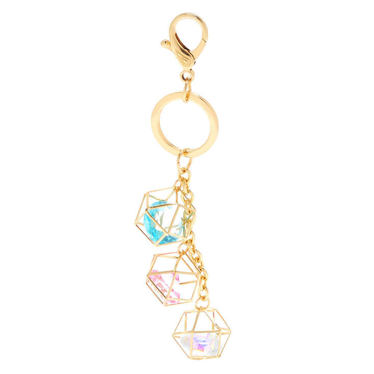 Geometric Crystal Gold-tone Keychain,