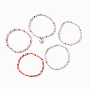 Pearl Beaded Stretch Bracelets - 5 Pack,